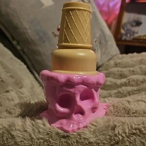 Pink Skull Ice Cream Cone Decor